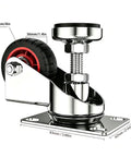 Heavy Duty 4 Inch Leveling Plate Caster Wheels Silent Double Ball Bearing with rubber tire and aluminum base