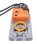Built Tough Rotary Actuator For Ventilation Valves With Zero Sweat 20 Nm Torque And Straight Up Ac 100 To 240 Volt Hook Up top view showing compact design and connection ports.
