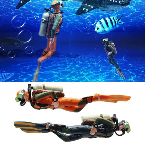 2 Pack Aquarium Diver Ornaments Set For Floating Fish Tank Decor Lit Little Divers For Creative Marine Landscaping