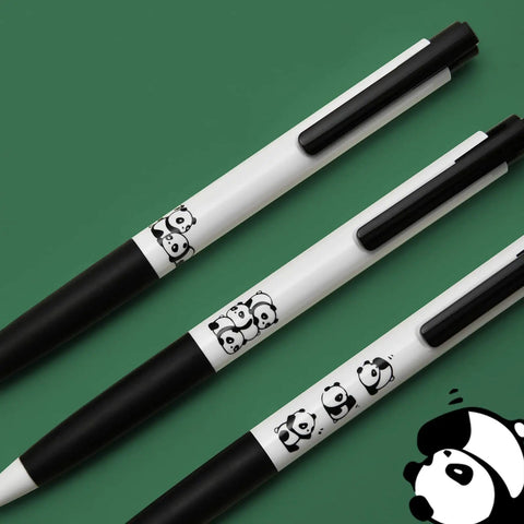Three Panda Pattern Gel Ink Pens Set With All Black Ink 0.5mm Fine Point Comfortable Soft Grip ABS Pens For Smooth Quick Dry Writing