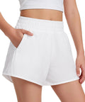Girls Quick Dry Athletic Shorts With Liner For Running, Soccer, And Volleyball, Lightweight Breathable Fabric, Zip Pockets, White
