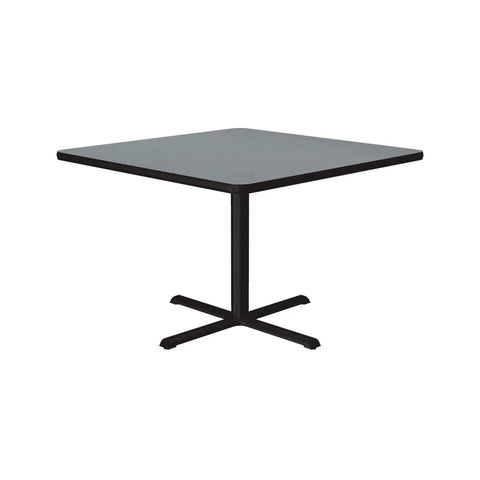 Gray Granite Top 42 Inch Square Bar Table With Black Cast Iron Base And Steel Column For Cafe And Break Room