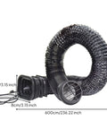Badass Heavy Duty Flexible Air Duct Hose With Grille For Pro Vehicle Ventilation And Camping Gear Plus 6m Corrugated Tube With Cover, black
