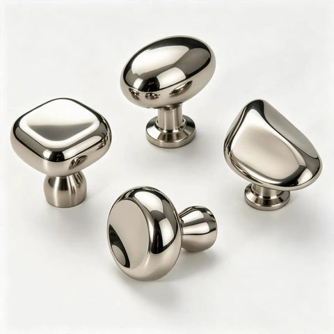 Top Shelf Slick Titanium Silver Mushroom Cabinet Knobs And Drawer Pulls For Kitchen Bathroom And Dresser Crafted From Rock Solid Zinc Alloy With Polished Chrome Finish Modern Minimalist Furniture Hardware 6 Pack Set