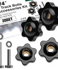 20 Pack 1/4-20 T Track Bolts And Star Knobs Set With 1-1/2 Inch And 2 Inch Hex Bolts And Washers For T Slot Rail Woodworking Jigs