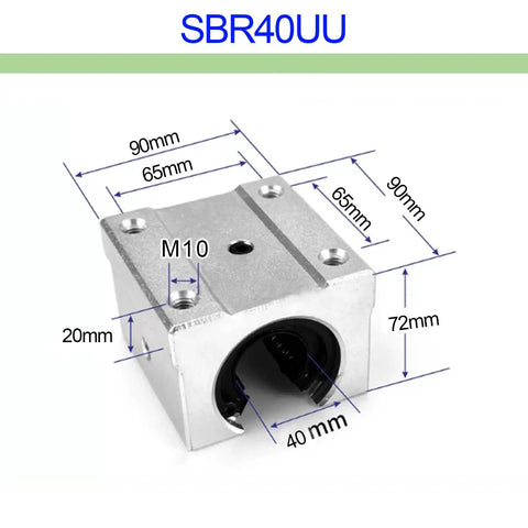 Aluminum Linear Ball Slide Block Set For SBR Linear Guide Rail CNC Router Parts With Smooth Motion Bearing Slides For CNC Machines And 3D Printers Automation Equipment SBR40UU 2 Pack Or 4 Pack, SBR40UU block with M10 holes and 90mm dimensions