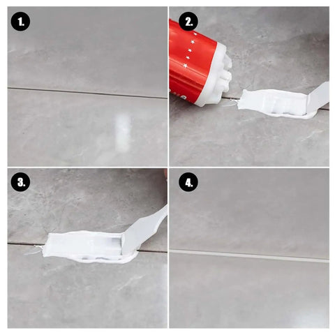 Step-by-step application of All Purpose Tile Crack Filler Adhesive For Tiles And Surfaces High Strength Repair Paste