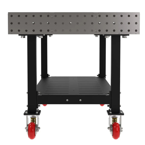 Kickass Pro Grade Heavy Duty Welding Fixture Table 72 By 36 By 36 Inches with laser cut grid holes and caster base.