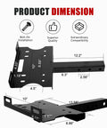 Universal 2 Inch Receiver Winch Mount Plate dimensions diagram with side and top views