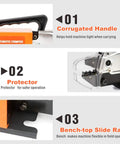 Heavy Duty Pneumatic Crimping Tool For Electrical Wire Terminal Dies Up To 16mm2 Air Powered Crimper plier with corrugated handle and slide rail.