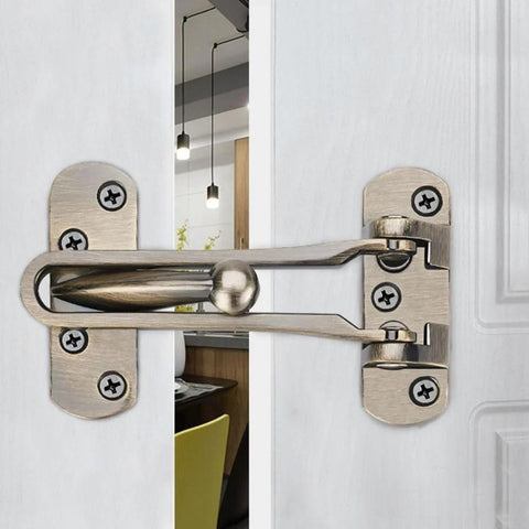 Heavy Duty Door Chain Lock And Safety Buckle For Home And Hotel Doors Anti Theft Security Guard Zinc Alloy Silver Finish installed on door