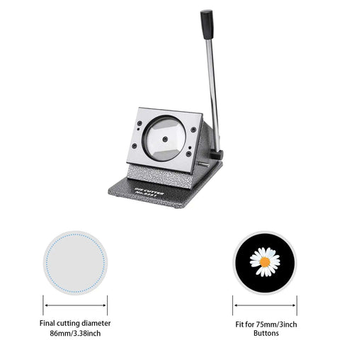 3 Inch Badge Button Maker Die Cutter For Circle Graphics With Easy Accurate Positioning, Heavy Duty Metal Base And Sharp Steel Blade