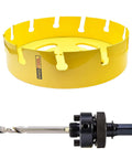 10 Inch Tungsten Carbide Tipped Hole Saw Set With 254mm Teeth 2.25 Inch Deep 5/8-18 Arbor Includes Pilot Drill And Arbor