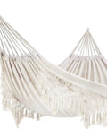 Chill Cotton Macrame Hammock With Fringe Tassels For Two People Boho Balcony Garden Outdoor Hangout Heavy Duty 480 Lb Capacity For Home Backyard Beach Patio
