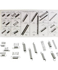 Extension Springs Kit 200 Piece Spring Assortment For Repairs including diagram and various spring sizes on display.