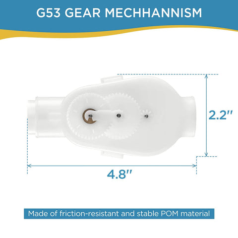 G52 Backup Valve Replacement For Polaris Pool Cleaners showing G53 gear mechanism dimensions 4.8x2.2 inches