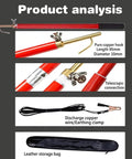 Pro Level Telescoping High Voltage Discharge Rod No Fuss Epoxy Resin Stick For Fast Capacitor Draining And Utility Guy Safety Gear With Slick Pouch Rated 10Kv To 220Kv product parts analysis with copper hook, wire, and pouch.