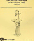 Overarm Router Shaper manual cover featuring parts layout, instructions, and maintenance details for shop use.