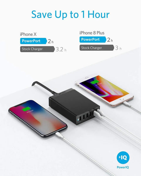 Six Port 60W USB Charging Hub For iPhone iPad MacBook Galaxy LG HTC And More With Fast Charging Tech And Overload Protection