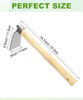 Heavy Duty Curved Garden Hoe Workhorse 15 Inch Stainless Steel Mattock With Wooden Handle, showing size dimensions