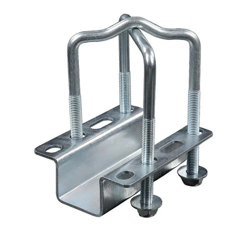 Galvanized Universal Boat Trailer Guide Pole Kit with post mount U bolts for 1.5 inch poles in close-up view