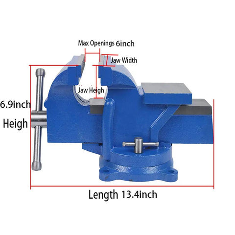 Heavy Duty 6-Inch Swivel Bench Vise With Locking 360-Degree Swivel Base For Metal Milling Tabletop Workbench Clamp Press 150mm Jaw Ideal For Home Shop Projects