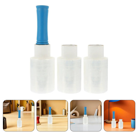 Four Rolls Stretch Film Wrap With Ergonomic Handles For Moving And Packing High Performance LLDPE Cling Plastic Wrap Built Tough