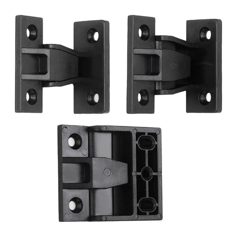 10 Pack Push In Panel Connectors For Furniture Quick Fit Bracket Clips in black, front and side views