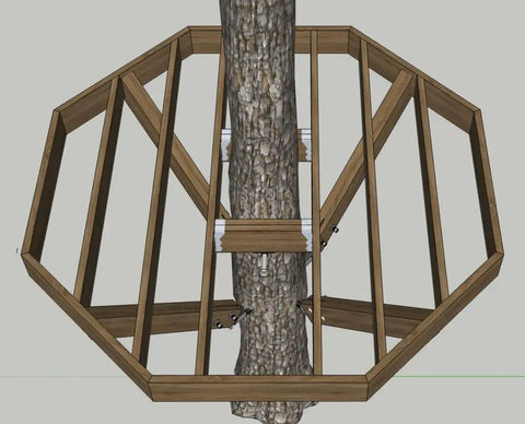 8 Foot Octagon Treehouse Kit With Hardware Included Wood Not Included Ready To Build Backyard Playhouse Frame Includes Static Brackets Rugged Structural Screws Lag Bolts For Built To Last Outdoor Fun