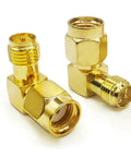 Two Pack 90 Degree RP-SMA Female To RP-SMA Male Right Angle Coax Cable Adapter for ham radio antenna and FPV drones
