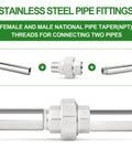 Five Pack 304 Stainless Steel Union Fittings One Quarter Inch NPT Male To One Quarter Inch NPT Female Cast Pipe Connectors, corrosion resistant