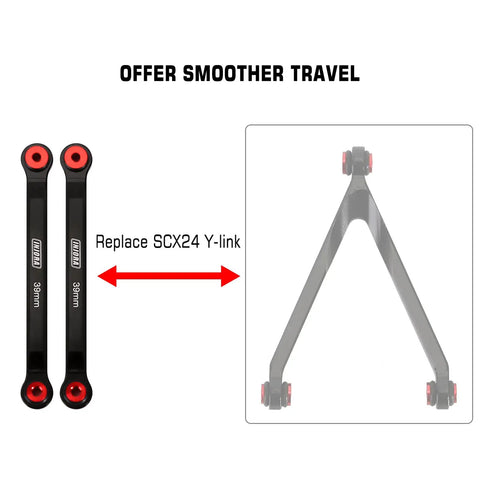 Aluminum 4 Link Set for SCX24 C10 JLU Bronco Base Camp 4Runner Black CNC Link Replacement Eliminates Axle Wrap Reduces Drive Shaft Friction Smoother Ride Higher Clearance, 39mm links