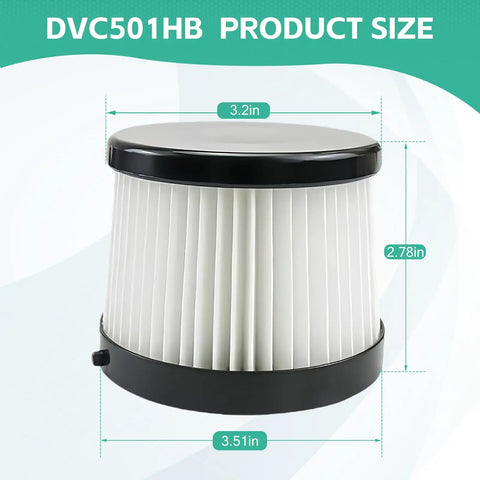 Replacement HEPA Filters For 20V Cordless Handheld Vacuums Easy Swap Washable And Reusable 6 Pack dimensions shown