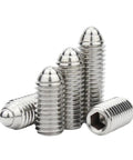 Premium 304 Stainless Steel Spring Ball Plunger Kit 1 to 5 Pieces M2.5 up to M16 Thread Sizes No Slip Hold Heavy Duty adjusting screws.
