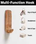 Top Tier Boho Wood Peel And Stick Wall Hooks Featuring A Seriously Strong Adhesive Grip, multi-function hook holding keys and towels.