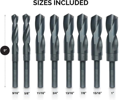 High Speed Steel HSS Drill Bit Set Half Inch 8 Piece For Metal And Steel Drilling With Clean Fast Cuts Through Plastic Copper Stainless Steel And More Pro Grade Everyday Use