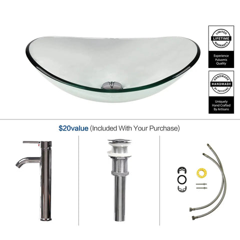 Boat Shape Glass Vessel Sink With Free Oil Rubbed Bronze Faucet And Pop Up Drain In Blue For Modern Bathrooms