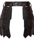 Medieval Faux Leather Wide Belt With Thigh Armor And Dual Side Skirt Armor For LARP And Cosplay, Boss Level Battle Ready Knights Mercenary Costume Belted Armor Set In Black High Quality Durable Build For Stage And Reenactments