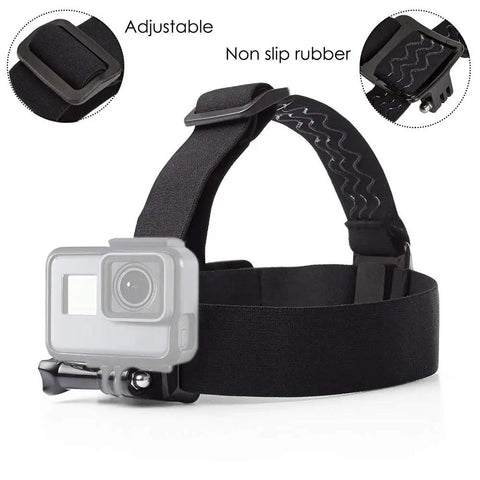 Black adjustable head strap part of All In One Universal Action Camera Head Strap And Chest Harness Mount Kit For GoPro And Most Sports Cams
