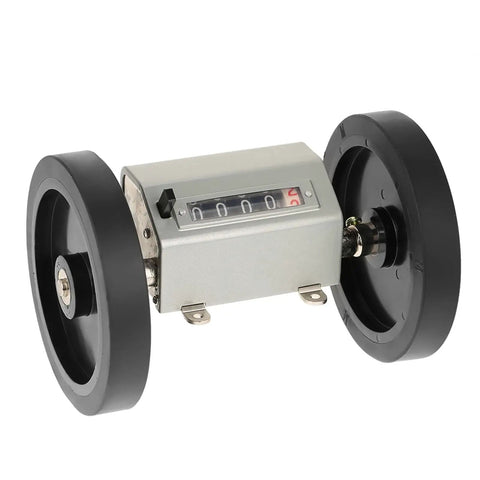Zopsc 1pc Rolling Wheel 5 Digit Length Counter with black wheels, mechanical design, clear 5 digit display, for length measurement.