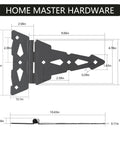 Diagram of 8 Inch Heavy Duty Decorative T Hinge For Sheds Gates And Barn Doors With Included Screws Black Finish 4 Pack Durable Steel