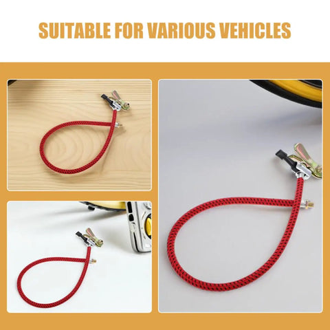 Three Pack Pro Grade Tire Pump Hose Replacement Tubes For Electric Bikes And Motorcycles In Red With Brass Connector