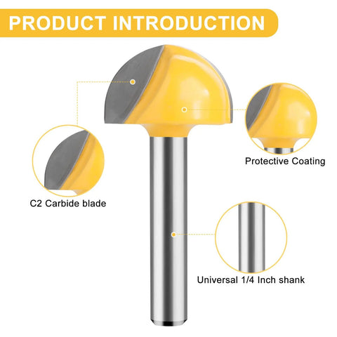 Kickass Eight Piece Solid Carbide Router Bit Set With 1/4 Inch Shank features C2 carbide blade and protective coating.