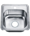 Stainless Steel Single Bowl Topmount Kitchen Sink 1515-6 Durable 22 Gauge Type 304 ADA Compliant Compact Design Ideal for RVs and Bar Sinks