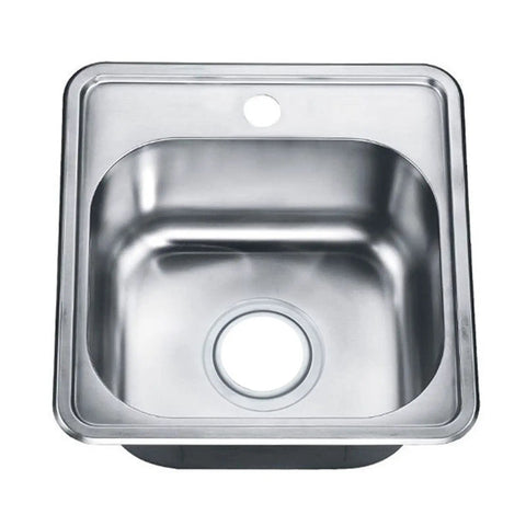 Stainless Steel Single Bowl Topmount Kitchen Sink 1515-6 Durable 22 Gauge Type 304 ADA Compliant Compact Design Ideal for RVs and Bar Sinks