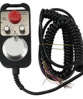 Pendant Handwheel With E Stop Button For DDCS V3 1 Motion Controller in router milling machines, black coiled cable shown
