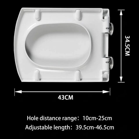Top view of Heavy Duty White Soft Close Toilet Seat With Killer Urea Resin Build Quick Release Hinges Smooth Slow Drop Antimicrobial Shield And Ridiculously Easy Bathroom Install showing dimensions.