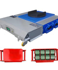 Heavy Duty Electric Machinery Dolly With Remote Control For Smooth Factory Transport And Big Load Hauling Rock Solid 50 Ton Industrial Skates side view with red and green helper rollers.