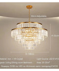 Luxury Gold K9 Crystal Chandelier Modern LED Pendant Light Energy Saving Lamp D100cm for Living Dining Room Indoor Lighting.