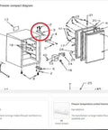 Diagram showing Top Hinge For Mini Compact Freezers 302985 303001 Made In USA Replacement For Kenmore Maytag Frigidaire Sanyo
